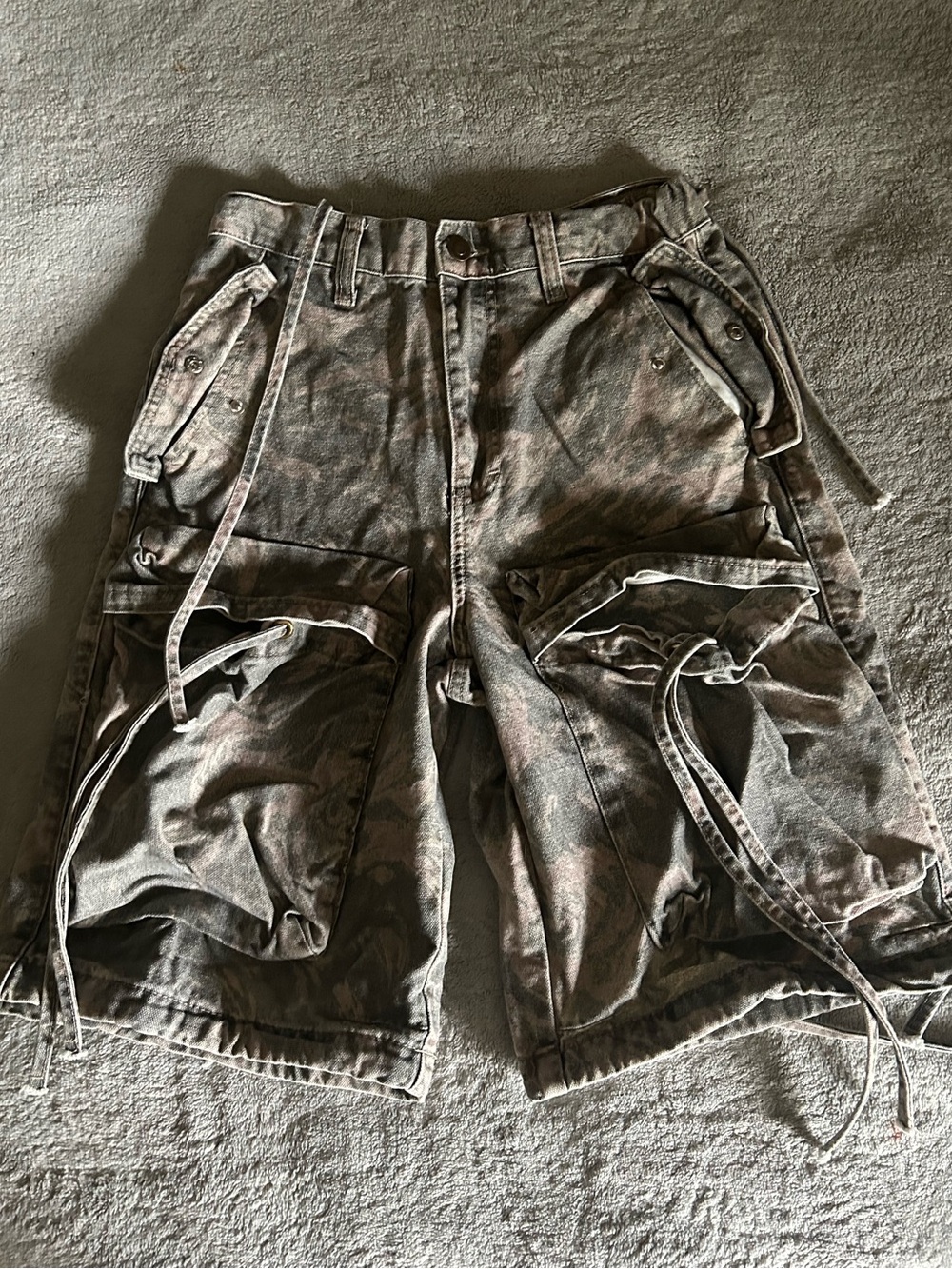 Zara Men's Washed Camo Cargo Shorts - Brown/Olive